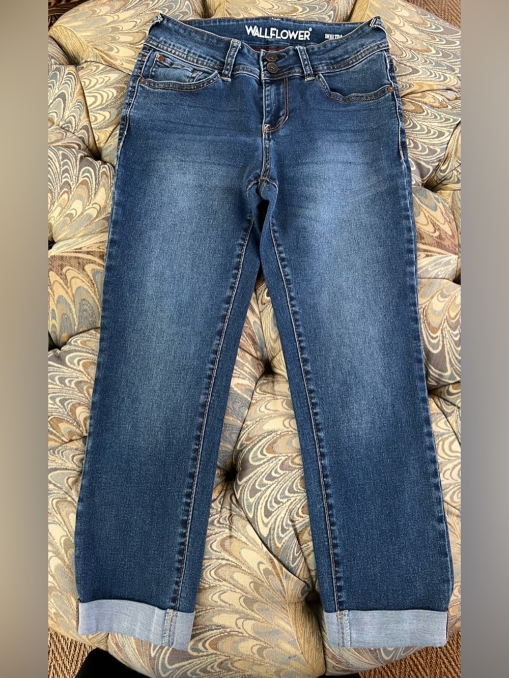 Wallflower Girl’s Blue Rolled Cuff Boyfriend Jeans Size 7